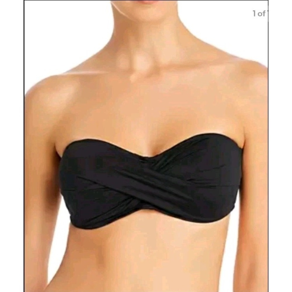 Tommy Bahama Womens S Bikini Top Black Twist Bandeau Strapless TSW24703T